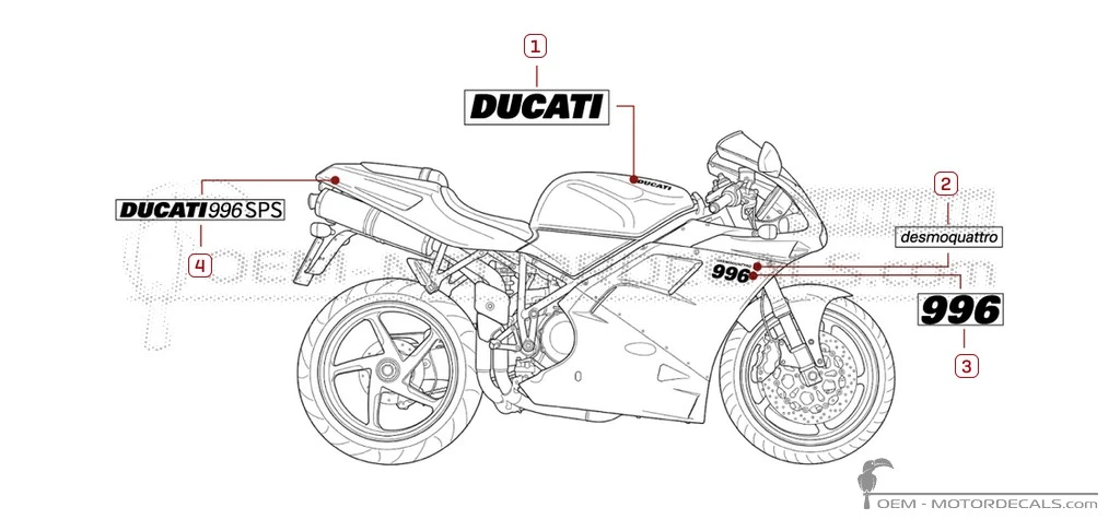 Adesivi per Ducati SUPERBIKE 996 SPS 1999 • Ducati Adesivi OEM