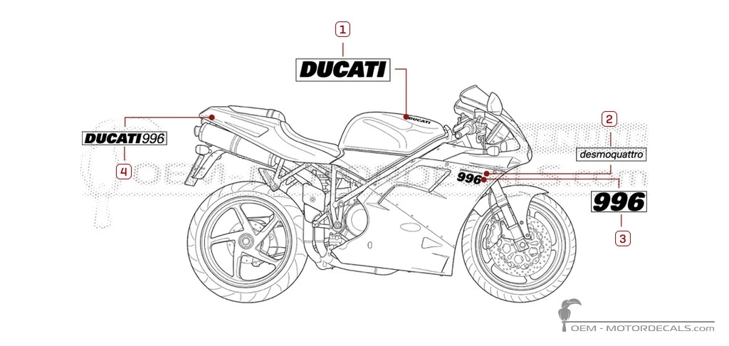 Aufkleber für Ducati SUPERBIKE 996 2001 • Ducati OEM-Aufkleber