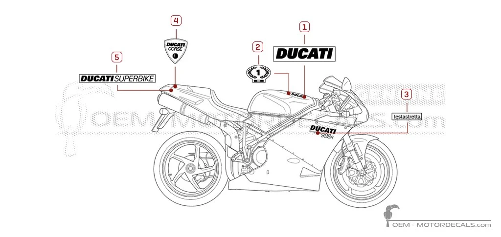 Aufkleber für Ducati SUPERBIKE 998 R 2002 • Ducati OEM-Aufkleber