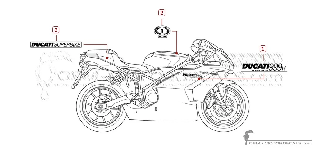 Aufkleber für Ducati SUPERBIKE 999 R 2003 • Ducati OEM-Aufkleber