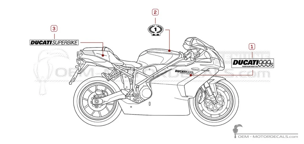 Adesivi per Ducati SUPERBIKE 999 S 2005 • Ducati Adesivi OEM