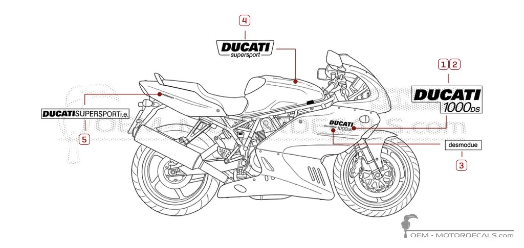 Aufkleber für Ducati SUPERSPORT 1000 SS 2004 • Ducati OEM-Aufkleber Aufkleber für Ducati SUPERSPORT 1000 SS 2004 • Ducati OEM-Aufkleber