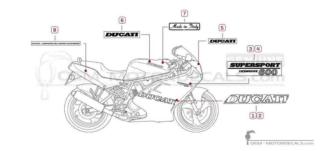 Naklejki do Ducati SUPERSPORT 600 SS 1997 • Ducati Naklejki OEM Naklejki do Ducati SUPERSPORT 600 SS 1997 • Ducati Naklejki OEM