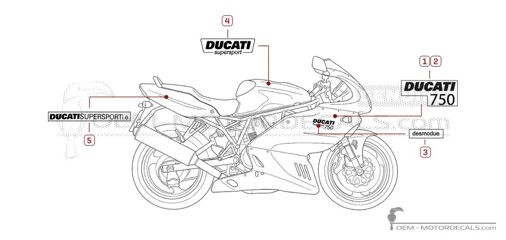 Aufkleber für Ducati SUPERSPORT 750 SS i.e. 2002 • Ducati OEM-Aufkleber Aufkleber für Ducati SUPERSPORT 750 SS i.e. 2002 • Ducati OEM-Aufkleber