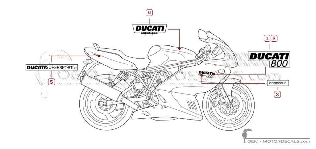 Aufkleber für Ducati SUPERSPORT 800 SS 2005 • Ducati OEM-Aufkleber Aufkleber für Ducati SUPERSPORT 800 SS 2005 • Ducati OEM-Aufkleber
