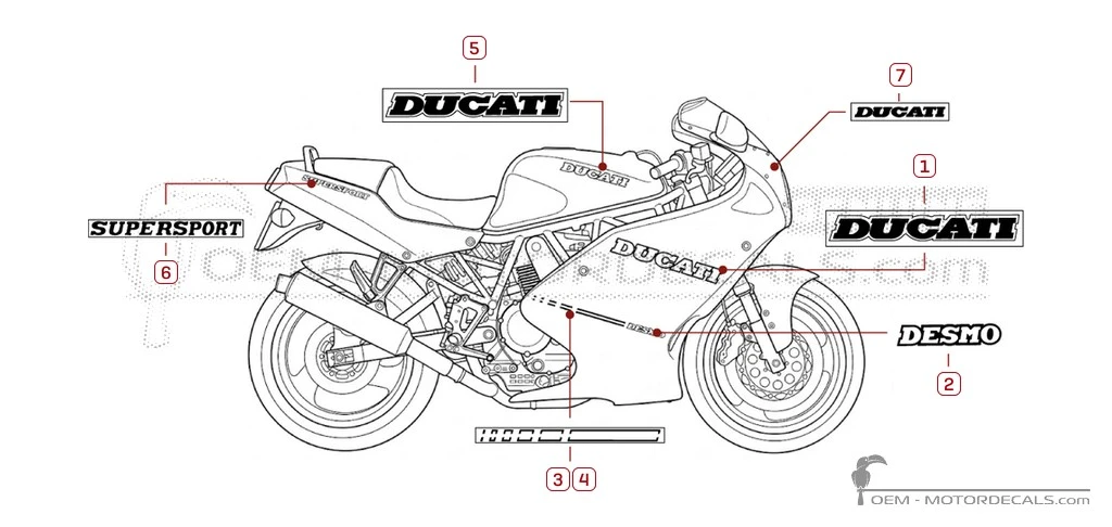 Decals for Ducati SUPERSPORT 900 SS 1991 • Ducati OEM Decals Decals for Ducati SUPERSPORT 900 SS 1991 • Ducati OEM Decals