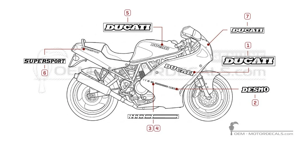 Aufkleber für Ducati SUPERSPORT 900 SS 1992 • Ducati OEM-Aufkleber Aufkleber für Ducati SUPERSPORT 900 SS 1992 • Ducati OEM-Aufkleber