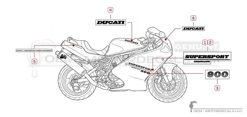 Aufkleber für Ducati SUPERSPORT 900 SS 1995 • Ducati OEM-Aufkleber Aufkleber für Ducati SUPERSPORT 900 SS 1995 • Ducati OEM-Aufkleber