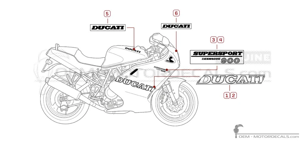 Aufkleber für Ducati SUPERSPORT 900 SS 1996 • Ducati OEM-Aufkleber Aufkleber für Ducati SUPERSPORT 900 SS 1996 • Ducati OEM-Aufkleber