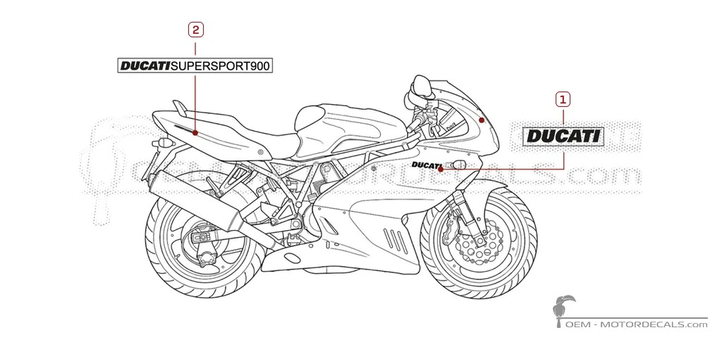 Pegatinas para Ducati SUPERSPORT 900 SS 1998 • Ducati Pegatinas OEM Pegatinas para Ducati SUPERSPORT 900 SS 1998 • Ducati Pegatinas OEM