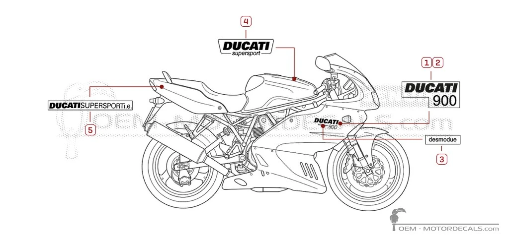 Aufkleber für Ducati SUPERSPORT 900 SS 2002 • Ducati OEM-Aufkleber Aufkleber für Ducati SUPERSPORT 900 SS 2002 • Ducati OEM-Aufkleber