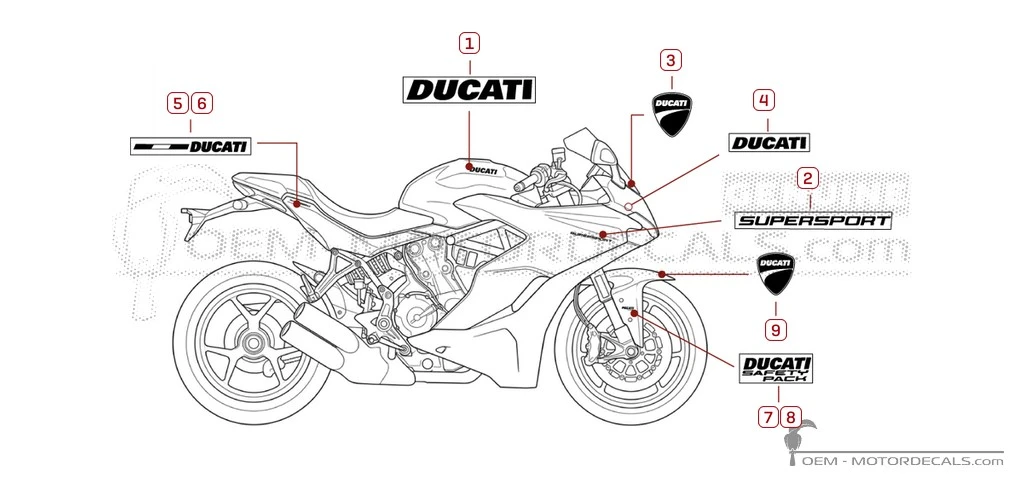 Aufkleber für Ducati SUPERSPORT 939 2018 • Ducati OEM-Aufkleber Aufkleber für Ducati SUPERSPORT 939 2018 • Ducati OEM-Aufkleber