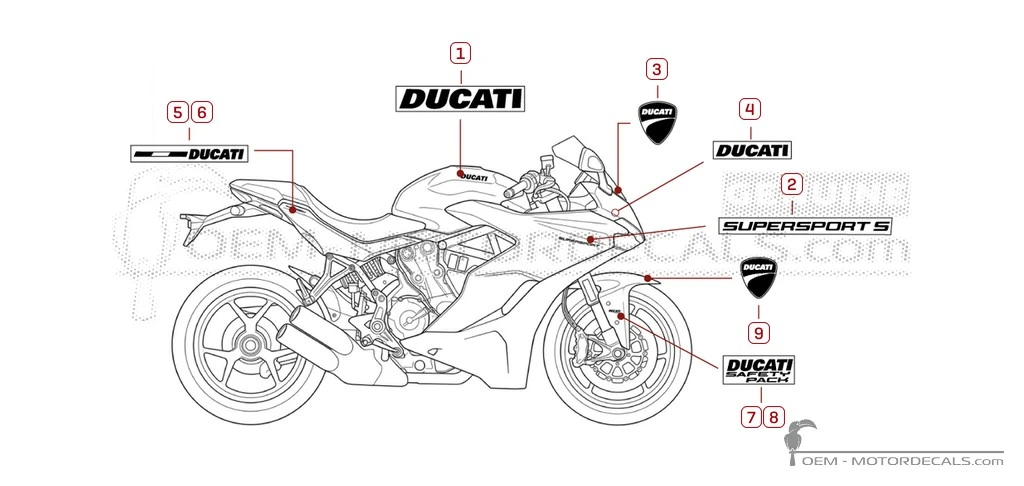 Aufkleber für Ducati SUPERSPORT 939 S 2018 • Ducati OEM-Aufkleber Aufkleber für Ducati SUPERSPORT 939 S 2018 • Ducati OEM-Aufkleber