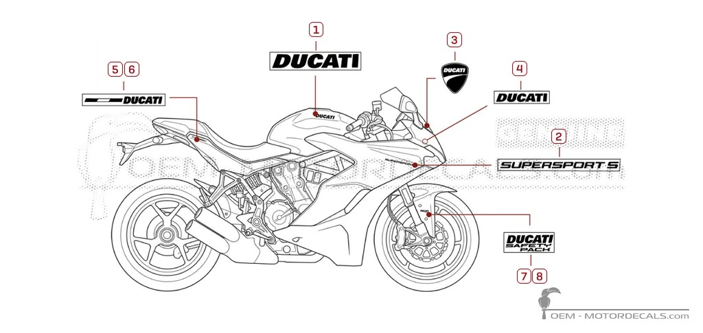 Aufkleber für Ducati SUPERSPORT 939 S 2020 • Ducati OEM-Aufkleber Aufkleber für Ducati SUPERSPORT 939 S 2020 • Ducati OEM-Aufkleber