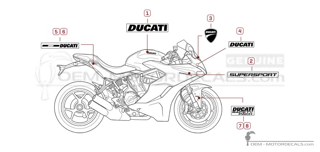 Aufkleber für Ducati SUPERSPORT 939 2020 • Ducati OEM-Aufkleber Aufkleber für Ducati SUPERSPORT 939 2020 • Ducati OEM-Aufkleber