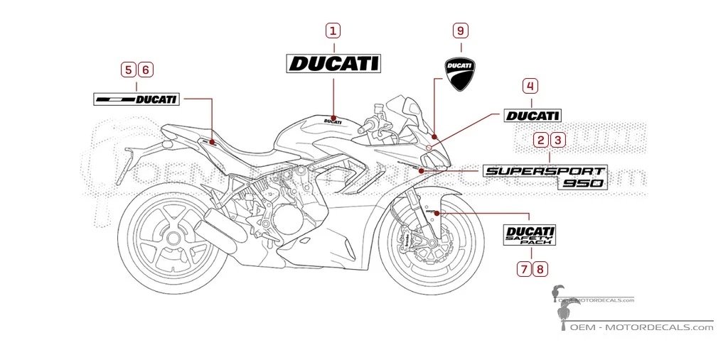 Adesivi per Ducati SUPERSPORT 950 2023 • Ducati Adesivi OEM Adesivi per Ducati SUPERSPORT 950 2023 • Ducati Adesivi OEM