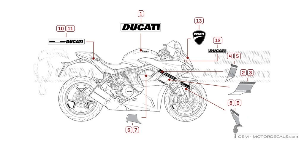 Adesivi per Ducati SUPERSPORT 950 S 2024 • Ducati Adesivi OEM Adesivi per Ducati SUPERSPORT 950 S 2024 • Ducati Adesivi OEM