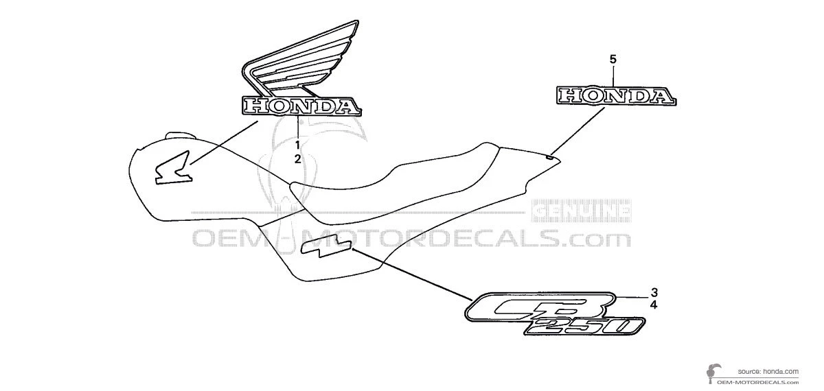 Adesivi per Honda CB250 1999 - Rosso • Honda Adesivi OEM