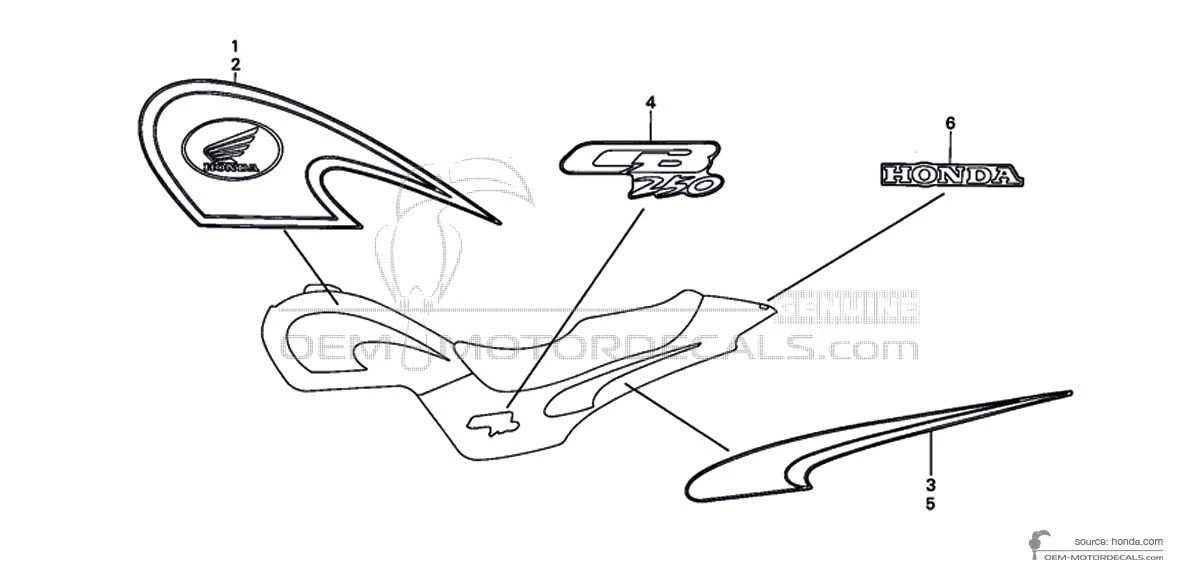 Adesivi per Honda CB250 2000 - Blu • Honda Adesivi OEM