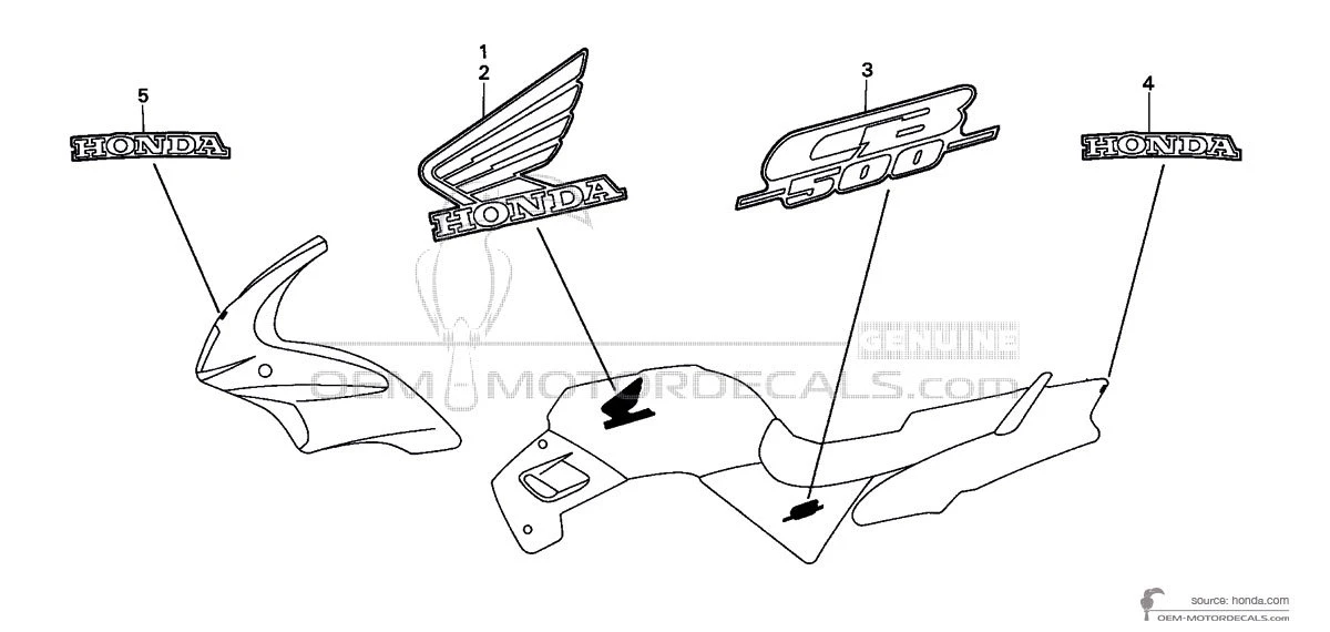 Autocollants pour Honda CB500 2000 - Rouge • Honda Autocollants OEM