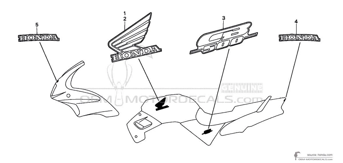 Naklejki do Honda CB500S 2000 - Czerwony • Honda Naklejki OEM