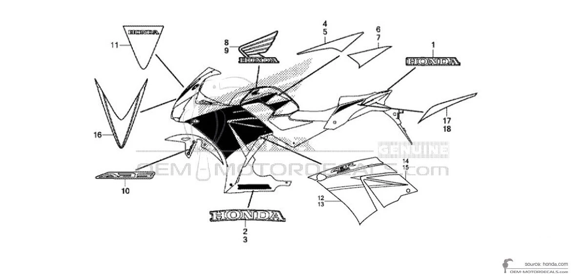 Adesivi per Honda CBR300R 2015 - Bianco • Honda Adesivi OEM