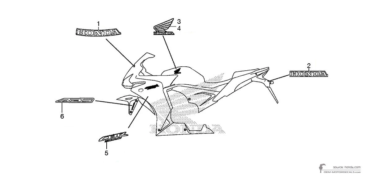 Adesivi per Honda CBR500R 2013 - Rosso • Honda Adesivi OEM