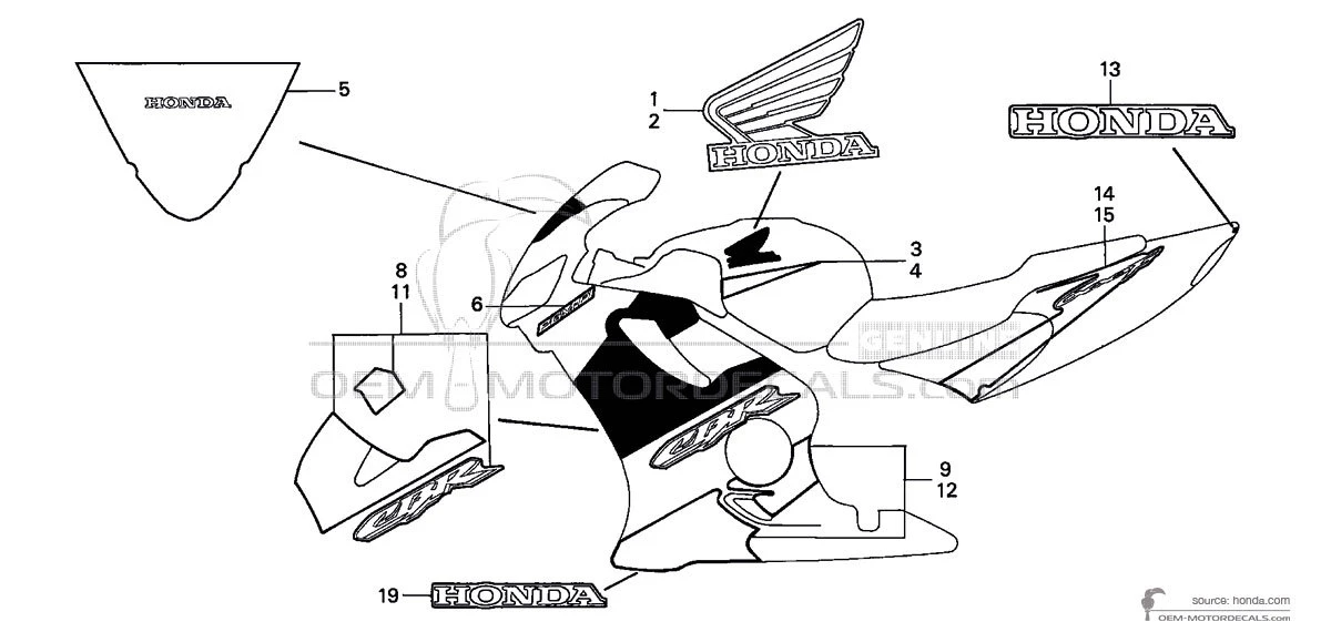 Aufkleber für Honda CBR600F HURRICANE 2002 - Blau • Honda OEM-Aufkleber