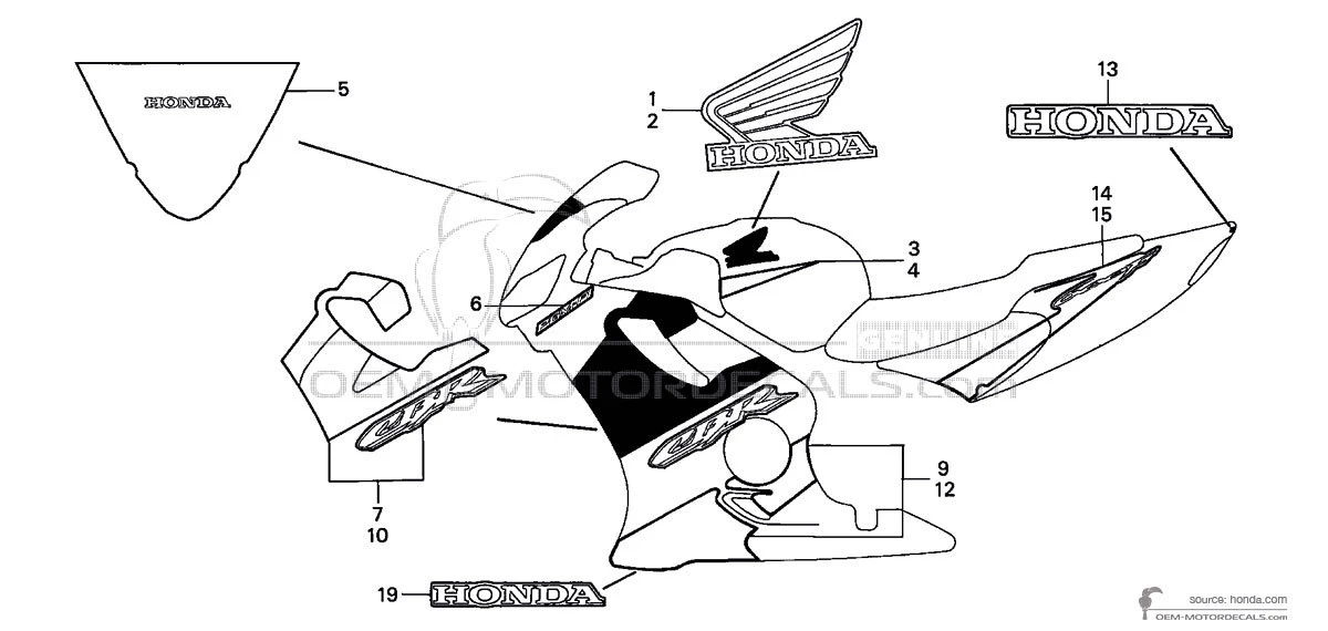 Naklejki do Honda CBR600F HURRICANE 2002 - Czerwony • Honda Naklejki OEM