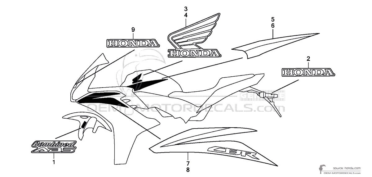 Pegatinas para Honda CBR600F HURRICANE 2011 - Blanco • Honda Pegatinas OEM