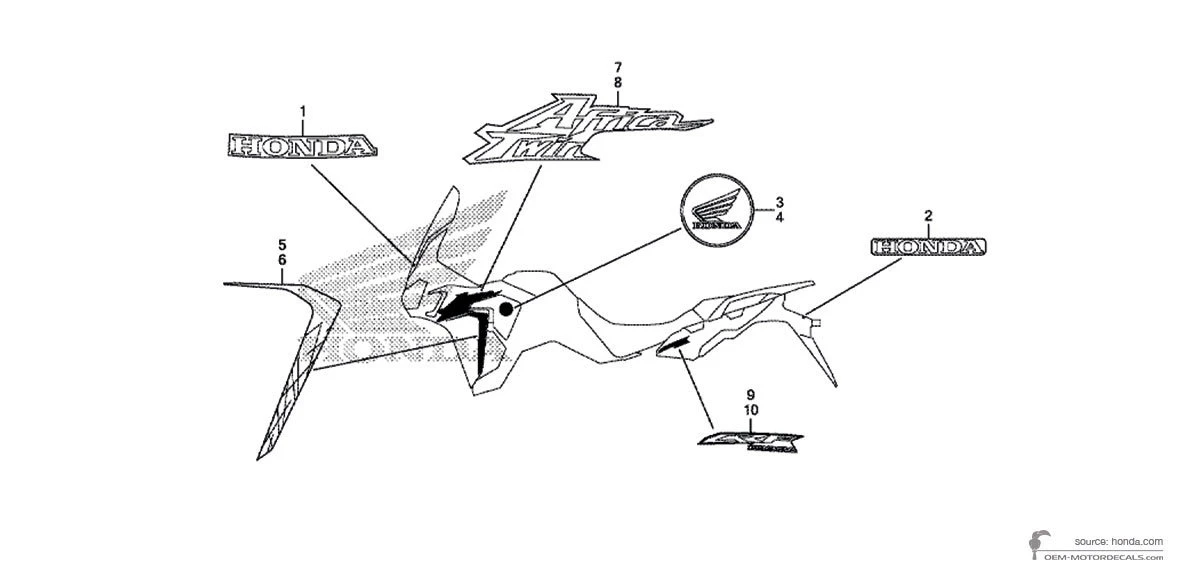 Adesivi per Honda CRF1000 AFRICA TWIN 2018 - Rosso • Honda Adesivi OEM