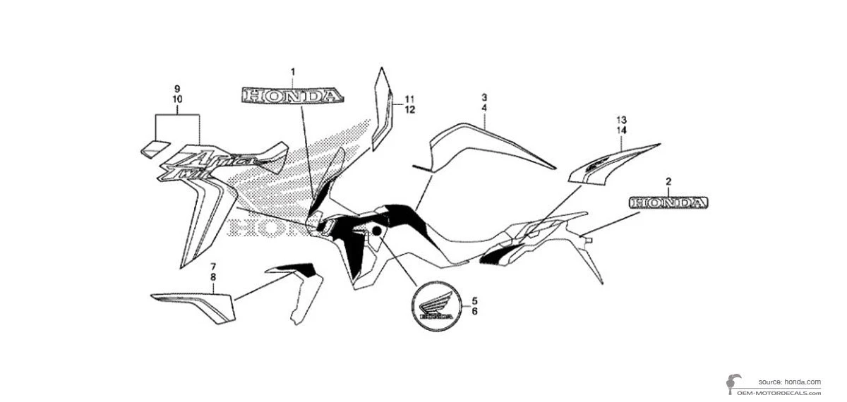 Naklejki do Honda CRF1000 AFRICA TWIN 2019 - Niebieski • Honda Naklejki OEM