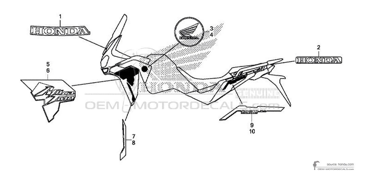 Aufkleber für Honda CRF1100 AFRICA TWIN ADVENTURE SPORTS 2021 - Schwarz • Honda OEM-Aufkleber