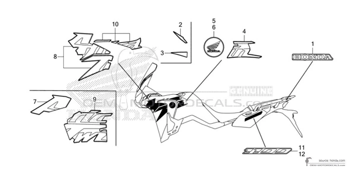 Adesivi per Honda CRF1100 AFRICA TWIN 2022 - Nero • Honda Adesivi OEM