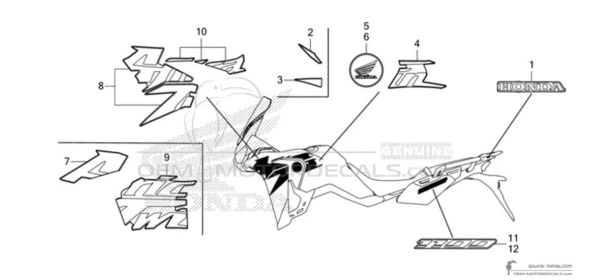 Adesivi per Honda CRF1100 AFRICA TWIN 2023 - Nero • Honda Adesivi OEM