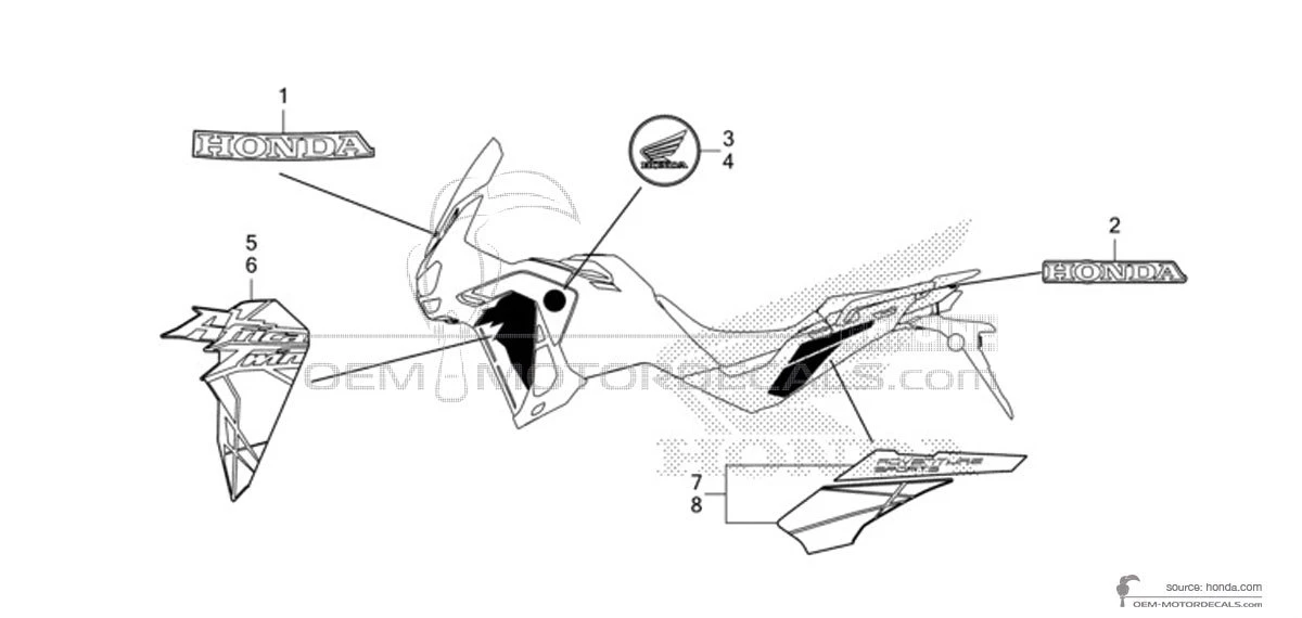 Aufkleber für Honda CRF1100 AFRICA TWIN ADVENTURE SPORTS 2023 - Grau • Honda OEM-Aufkleber