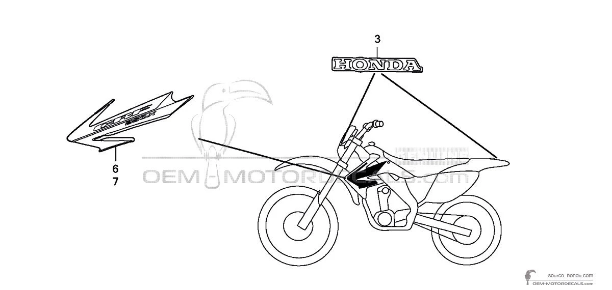 Aufkleber für Honda CRF250X 2006 - Rot • Honda OEM-Aufkleber