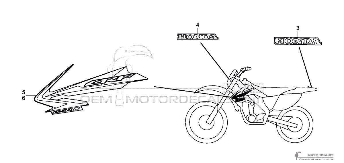 Pegatinas para Honda CRF250X 2009 - Rojo • Honda Pegatinas OEM