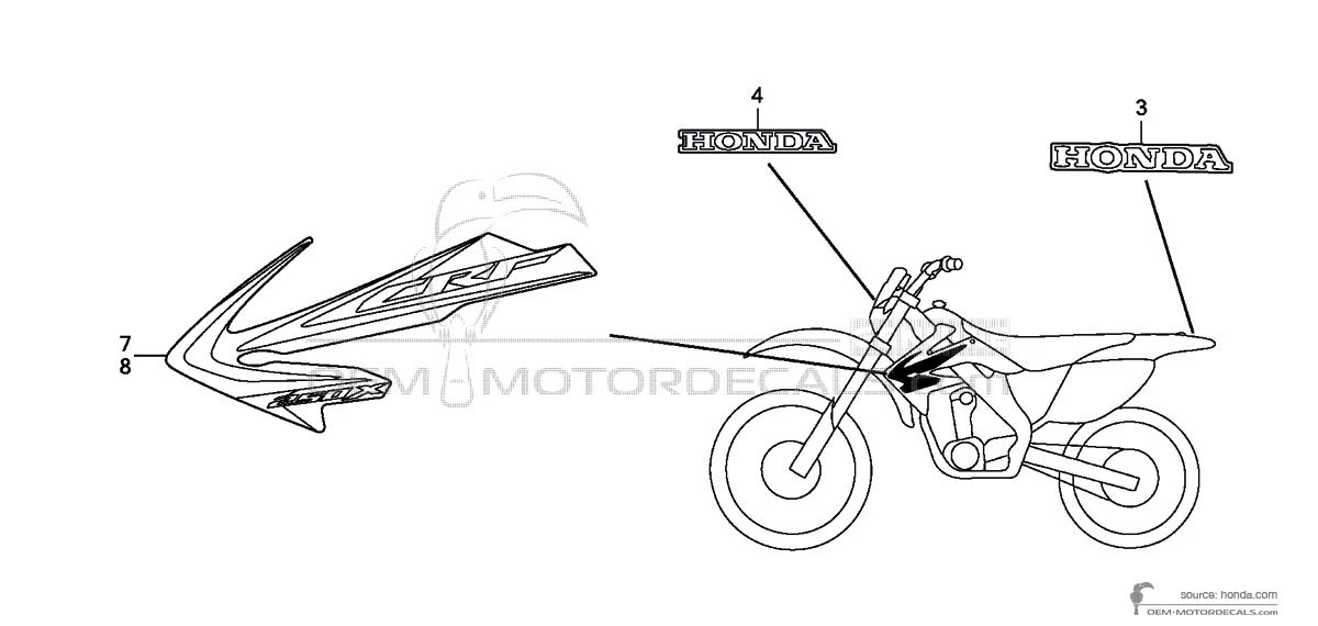 Pegatinas para Honda CRF2012X 2012 - Rojo • Honda Pegatinas OEM