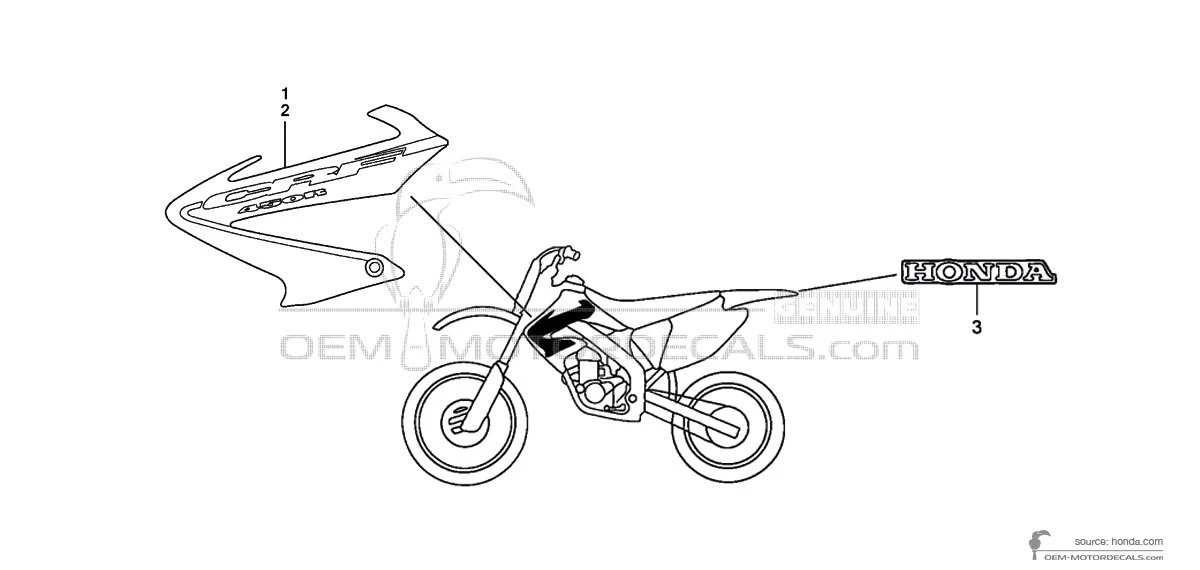 Adesivi per Honda CRF450R 2003 - Rosso • Honda Adesivi OEM