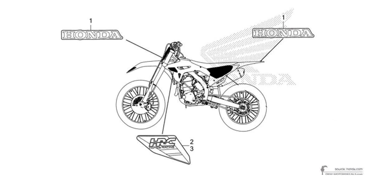Naklejki do Honda CRF450R 2023 - Czerwony • Honda Naklejki OEM