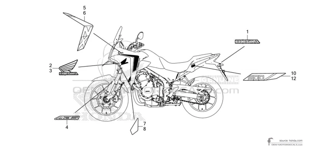 Decals for Honda NX500 2024 - White • Honda OEM Decals