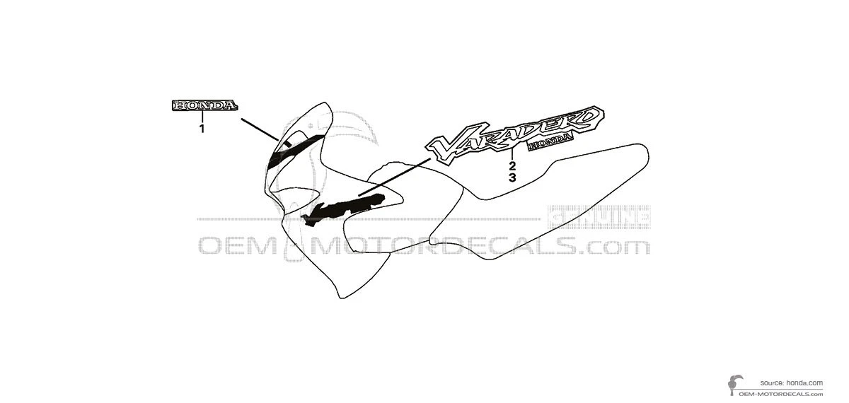 Adesivi per Honda XL125V VARADERO 2002 - Argento • Honda Adesivi OEM