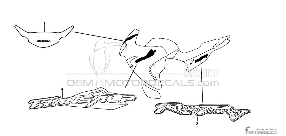 Naklejki do Honda XL650V TRANSALP 2003 - Srebrny • Honda Naklejki OEM