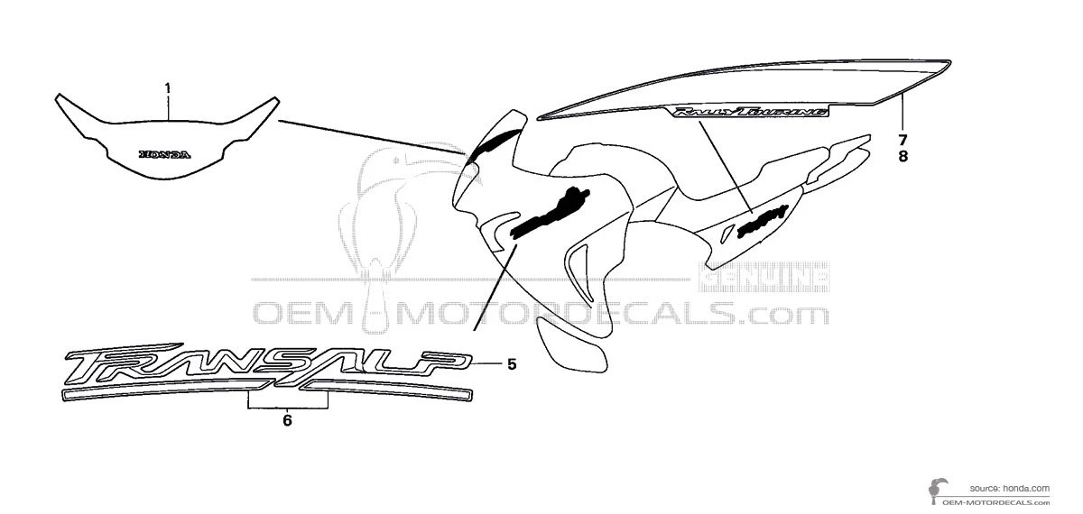 Stickers voor Honda XL650V TRANSALP 2006 - Zilver • Honda OEM Stickers