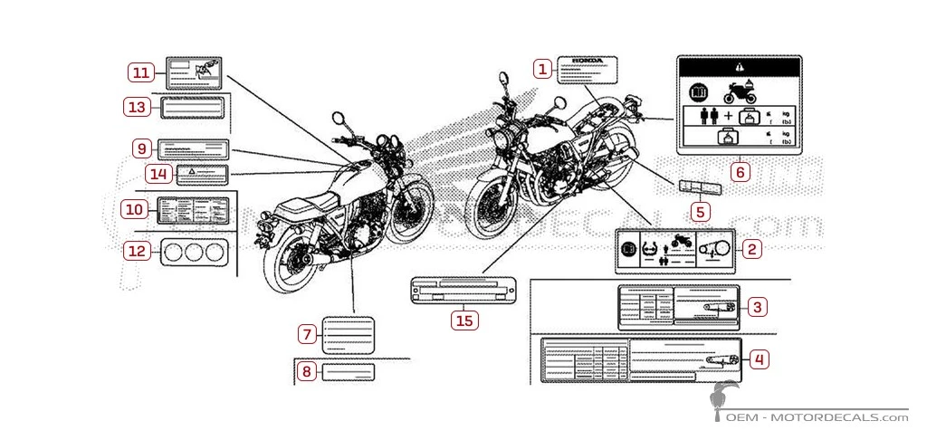 Aufkleber für Warnhinweise • Honda OEM-Aufkleber