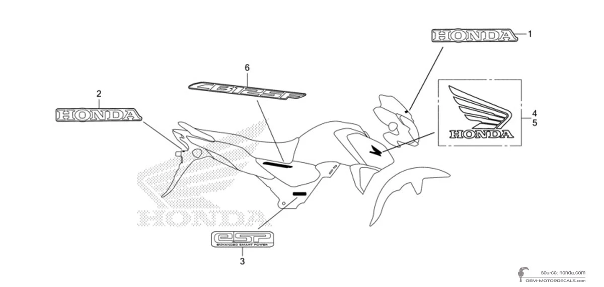 Stickers voor Honda CB125F 2021 - Wit • Honda OEM Stickers