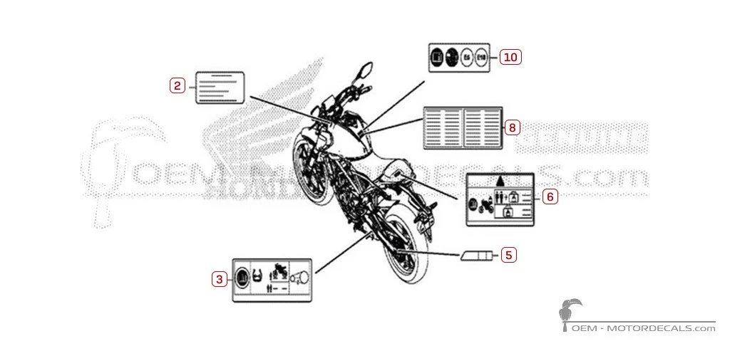 Étiquettes d'avertissement pour CB125R 2018 • Honda Autocollants OEM