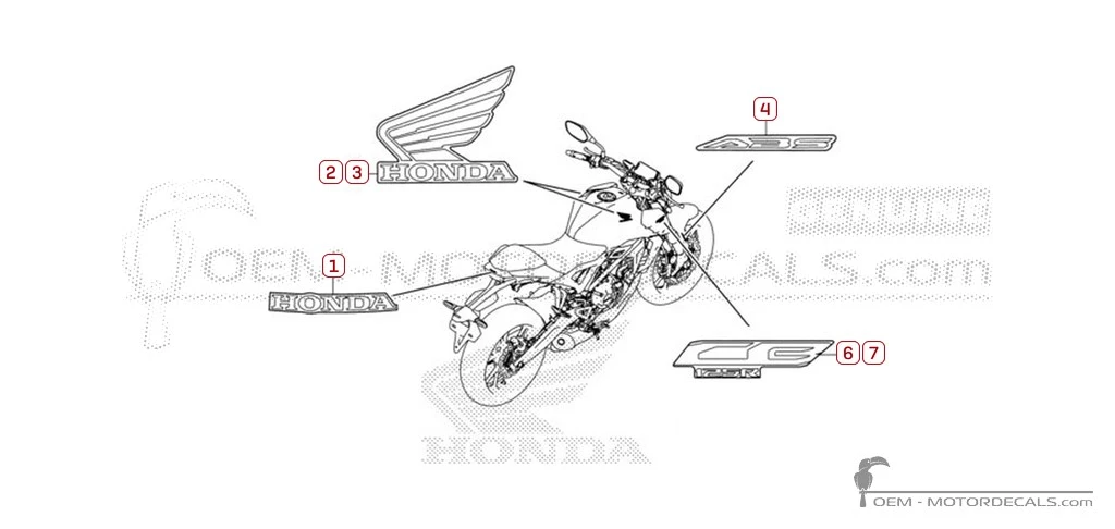 Stickers voor Honda CB125R 2024 • Honda OEM Stickers