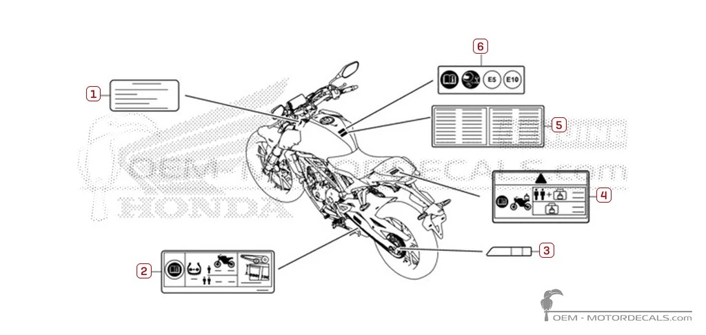 Autocollants pour Étiquettes d'avertissement • Honda Autocollants OEM